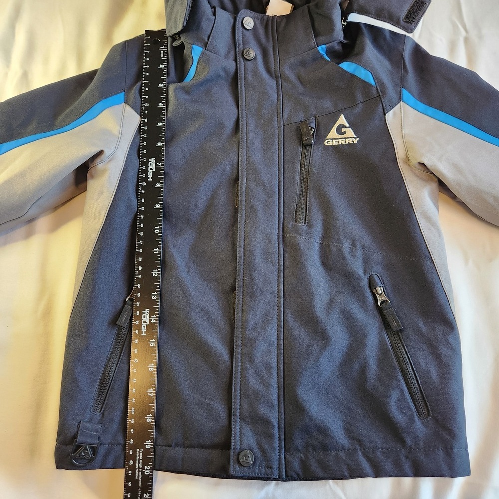GERRY Hooded Ski Jacket Youth XS 5/6 Navy Blue Gray Snow Winter Cold Coat - Picture 4 of 5
